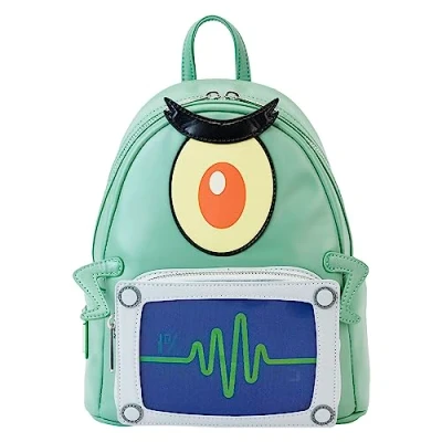 Image of Loungefly Spongebob Squarepants Plankton Backpack Amazon Exclusive Premium Vegan Leather Gift Idea Official Merchandise for Boys, Girls Men and Women