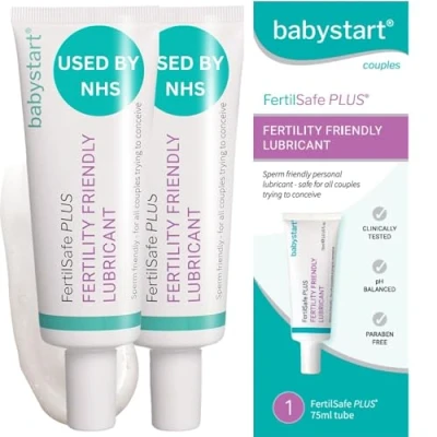 Image of Babystart Fertility Lubricant Duo Pack FertilSafe Plus 2X 75 Pre Filled Lubricating Gel Tube Natural, Water Based Lubrification, Personal Fertile Friendly for Couples Trying a Baby