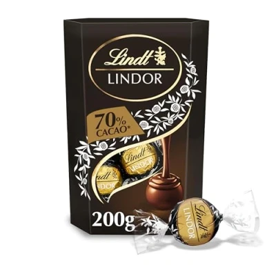 Image of Lindt Lindor 70% Chocolate Truffles Box Approx 16 balls, 200g with a Smooth Melting Filling Gift Present Easter, Birthday, Celebrations, Congratulations