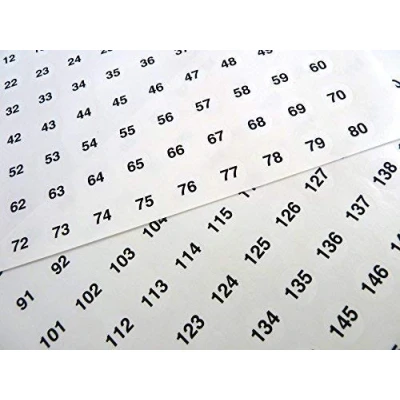 Image of Clear 13mm Round Consecutive, Sequential Number Sequence Labels, Numbering Stickers, from 1 160