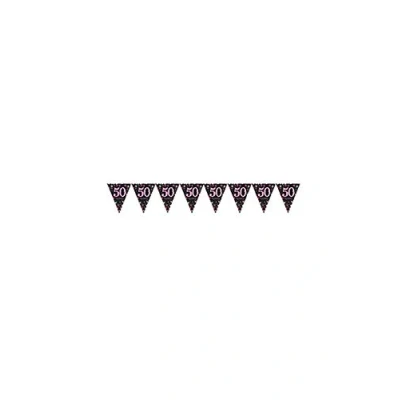 Image of (PKT) Adult Pink Celebration 50th Birthday Plastic Pennant Bunting