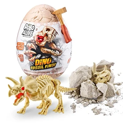 Image of ROBO ALIVE 7156B Dino Surprise Unboxing Robotic Toy, Dinosaur Explorer Kit, Triceratops