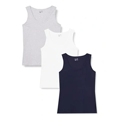 Image of Berydale Womens Bd161 Top, Dark Blue / Light Grey Heather White, XL UK