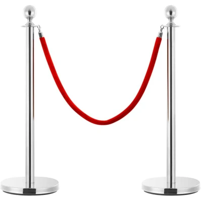 Image of vidaXL 3 Piece VIP Queue Barrier Set Stainless Steel Silver