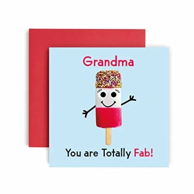 Image of Huxters Birthday Cards for Women You&#039;re Fab Ice Lolly Grandma Card him Funny Mothers Day Fun Happy 14.8cm (Grandma)
