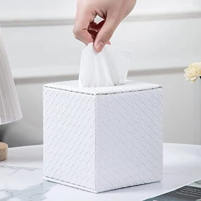 Image of Baydie Home Tissue Box Cover,Tissue Cover Square,White Holders,Tissue Holder for Bathroom Accessories,Bathroom Holders (White)