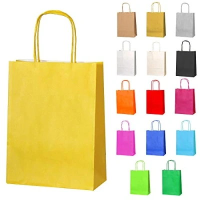 Image of Thepaperbagstore 20 Fuchsia Paper Party Bags With Handles Colourful Gift for Kids and Adults Parties, Birthdays, Weddings, Baby Showers, Hen Parties Sweets 18x22x8cm