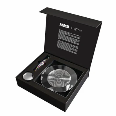 Image of Alessi &amp; Wine GAM32SET Design Set Consisting of Sommelier Corkscrew, Expanding Stopper and Coaster