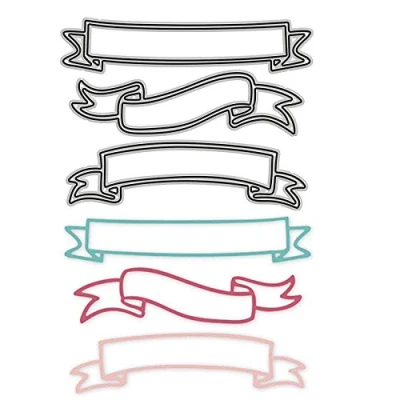Image of 3pcs Banners Tag Label Ribbon Metal Die Cuts, Lace Bow Lable Cutting Dies Cut Stencils DIY Invitation Card Scrapbooking Album Decorative Embossing Paper Making