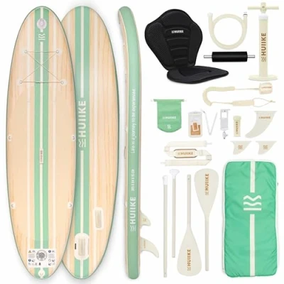 Image of HUIIKE Stand Up Paddle Board for Adults with Accessories Included, Oar, Fins, Pump. Inflatable Sup Great Stability and Resistance. 10’ x 33&quot; 5.9&quot;, Maximum Load 286 lb