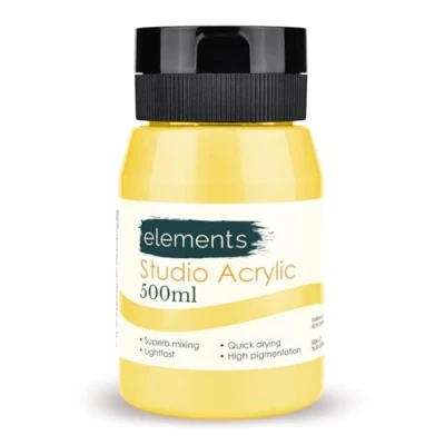 Image of Elements 500ml Acrylic Paint 500 ml Tub Quick Drying Paints with High Pigment and Vibrant Colour Naples Yellow