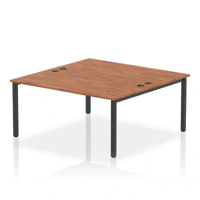 Image of Impulse Bench B2B 2 Person 1600 Black Frame Office Desk Walnut