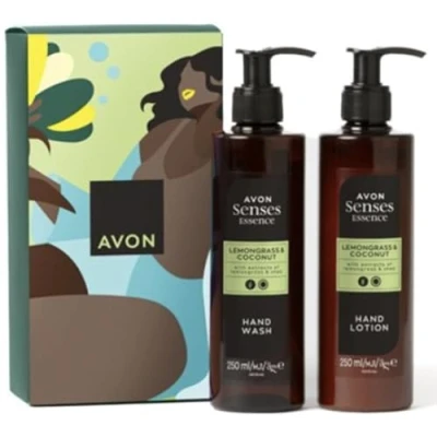 Image of Avon Senses Essence Lemongrass &amp; Coconut Hand Wash and Lotion Gift Set, 250 ml Each
