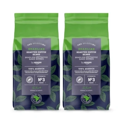 Image of by Amazon Our Selection Brazilian Coffee Beans, Medium Roast, 1 Kg (2 Packs of 500g)