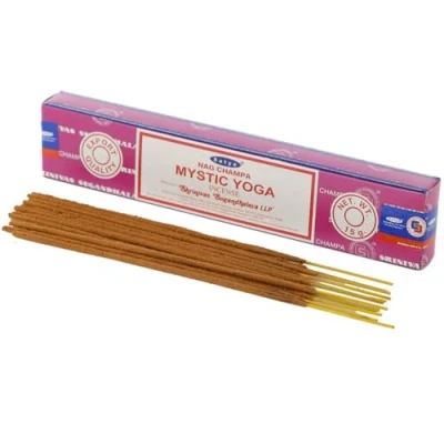 Image of Satya Sai Baba Nag Champa Mystic Yoga Incense Sticks Agarbatti 180 Grams Box 12 Packs of 15 Each in a Export Quality
