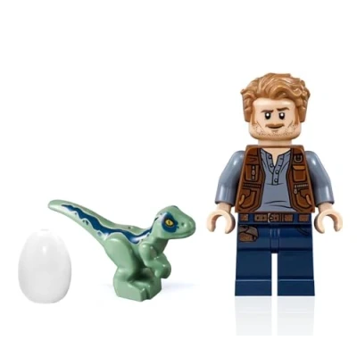 Image of LEGO Jurassic World Dominion Owen Grady Minifigure (with Blue The Raptor and Dinosaur Egg) 75930