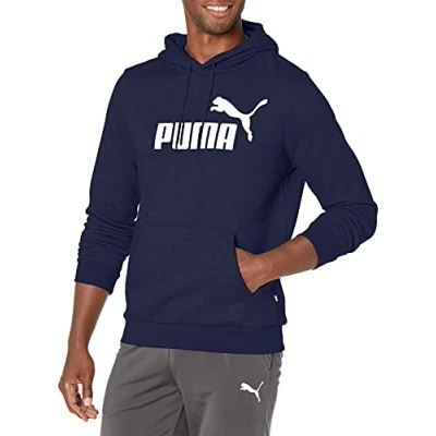 Image of PUMA Men&#039;s Essentials Logo Fleece Hoodie (Available in Big &amp; Tall) Hooded Sweatshirt, Peacoat, S