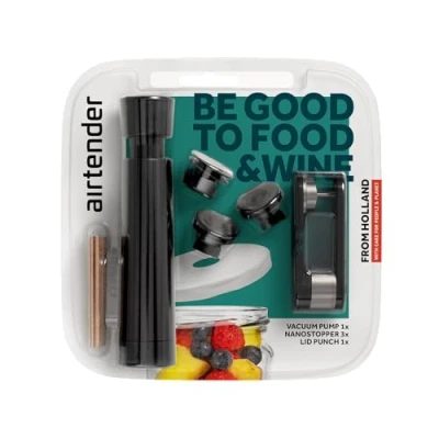 Image of Airtender Food &amp; Wine Blister Pack Vacuum Set for Glasses and Bottles Preservation Container