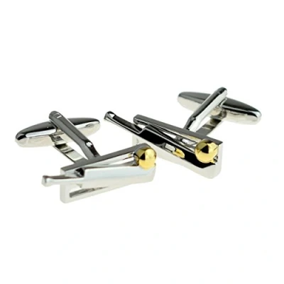 Image of Cricket Bat Ball &amp; Stumps Two Tone Finish Presented in a Cufflink Box