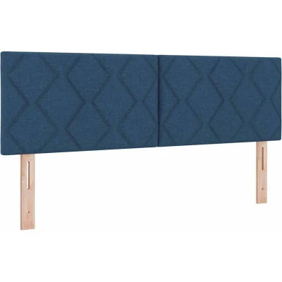 Image of vidaXL LED Headboard Diamond Blocks Design Blue 144 cm Fabric