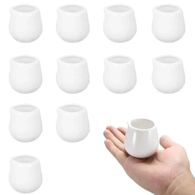 Image of 12 Pcs Small Porcelain Milk Jugs, 50 ml Mini Jug, White Ceramic Sauce Frothing Pitchers, Pouring Without Handle, for Coffee Creamer