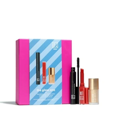 Image of 3ina MAKEUP The Glow One Kit Iconic Products Make up Set Liquid Highlighter + Red Lipstick Black Mascara
