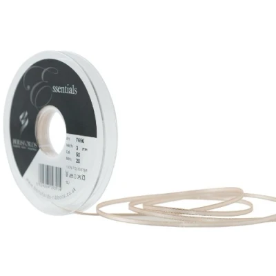 Image of Berisfords 7696 CRE 3 mm Gold Edge Satin Ribbon, Cream