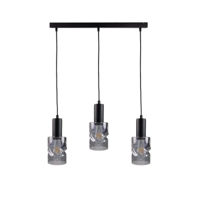Image of Cross Bar Pendant Ceiling Light Black, 60cm, 3x E27