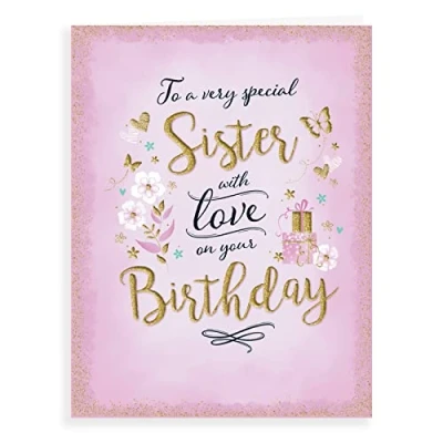 Image of Piccadilly Greetings Modern Birthday Card Sister 8 x 6 inches