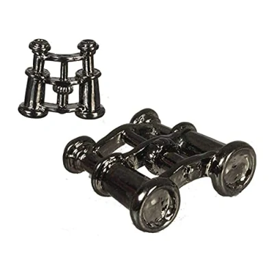 Image of Dolls House Black Chrome Binoculars Miniature 1:12 Scale Metal Study Accessory