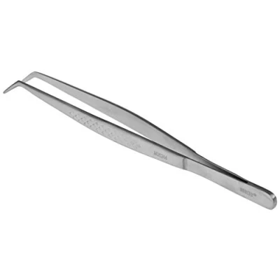 Image of Mercer Culinary Precision Plus Tong Fine Tip Curved, 6 1/8&quot;, Stainless Steel, Silver, 22.88 x 2.2 cm