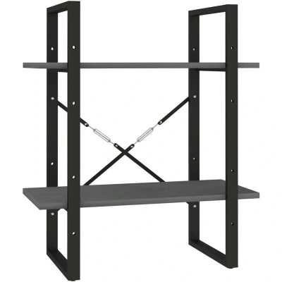 Image of vidaXL 2 Tier Book Cabinet Grey 60x30x70 cm Solid Pine Wood