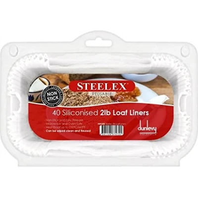 Image of Steelex Pack of 40 Siliconised Greaseproof, Reusable 2lb Loaf Tin Liners