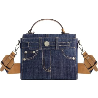 Image of True Religion Women&#039;s Shoulder Bag Purse, Jean Pocket Mini Flap Crossbody Handbag with Adjustable Strap, Navy