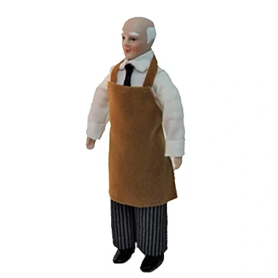Image of Melody Jane Dolls House Working Man in Apron 1:12 Miniature Porcelain People