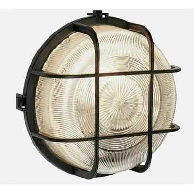 Image of Power Master Outdoor Circular Round Bulkhead Outside Wall Light Security Exterior Garden Lamp, IP44 Black