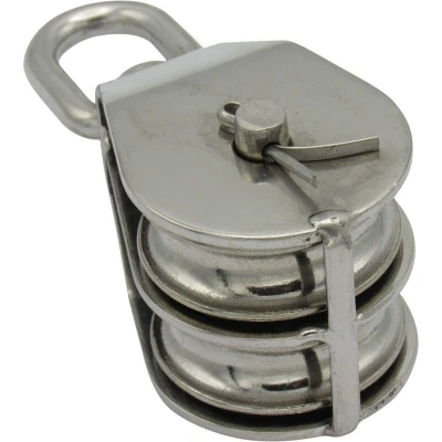 Image of Stainless Steel Double Pulley Block 32MM (Wheel Swivel Eye Rope)