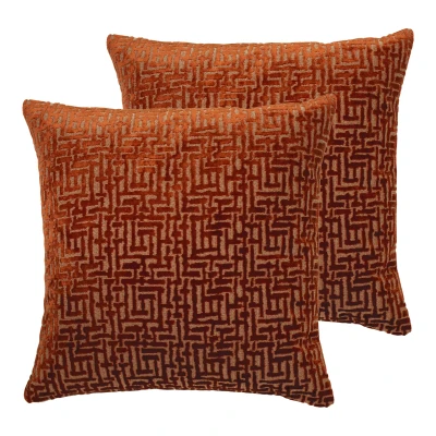 Image of Paoletti Delphi Cushions (Twin Pack) Orange Size 45 cm x