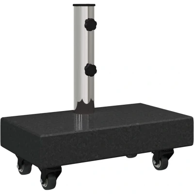 Image of vidaXL Wheeled Parasol Base for Ø38/48mm Poles Black Granite 25 kg Rectangular