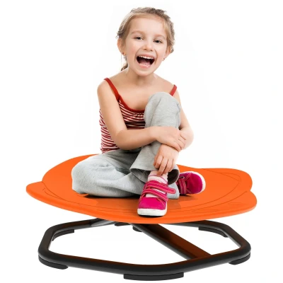 Image of Planet Shaped Kids Swivel Chair, Sensory Spinning Orange Aiyaplay