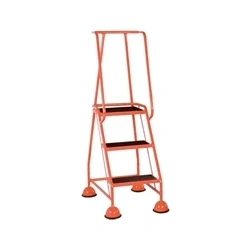 Image of Red 3 Tread Metal Rubber Steps 125kg Max