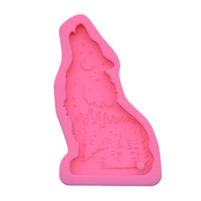 Image of zhiwenCZW Shiny Wolf Keychain Epoxy Resin Mold Necklace Pendant Silicone Mould DIY Crafts Jewelry Decortaion Casting Tools