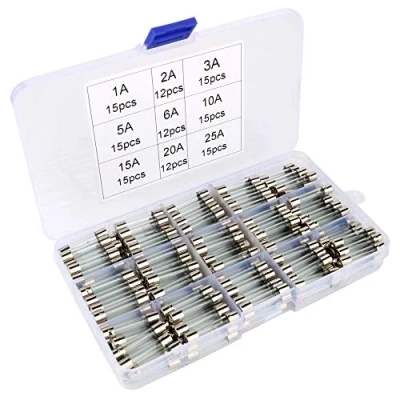 Image of Gebildet 126pcs 6x30mm Fast Blow Glass Tube Fuse, Quick Car Fuses Assorted Kit (AMP 1A 2A 3A 5A 6A 10A 15A 20A 25A)
