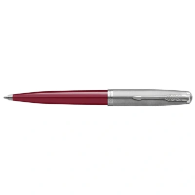 Image of Parker 51 Ballpoint Pen Burgundy Barrel with Chrome Trim Medium Point Black Ink Refill Gift Box