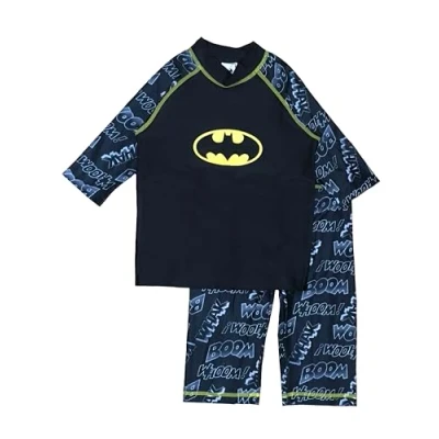Image of DC Comics Boys Kids Batman Swim Set, 2 Piece Set comprising Short Sleeve Top and Trunks, Black, Age 9 10 Years