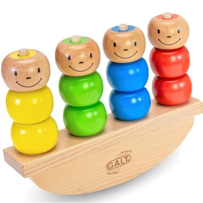 Image of Galt See Saw Counter Wooden Baby Toy &amp; Kids Stacking Cause Effect Seesaw for Fine Motor Skills in Young Children Stacking, Sorting Balance Game Toddler 12 Months Plus