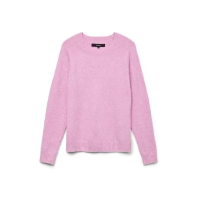 Image of VERO MODA Women&#039;s Vmdoffy LS O Neck Blouse Ga Noos Sweater, Fuchsia Pink/Detail: Melange, XL