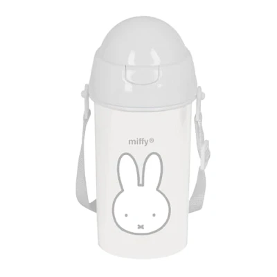 Image of Safta MIFFY NIEBLA Self Opening Water Bottle with Straw, Bottle, BPA Free, Shoulder Bag, Comfortable and Lightweight, 500 ml, 7.3 x 19.5 cm, stone grey, Casual