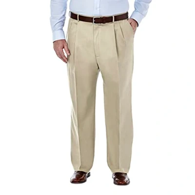 Image of Haggar Men&#039;s Premium No Iron Classic Fit Pleat Front Casual Pant (Regular and Big &amp; Tall Sizes), Khaki Bt, 44W x 29L