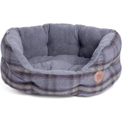 Image of Petface Grey Tweed Oval Dog Bed, Medium